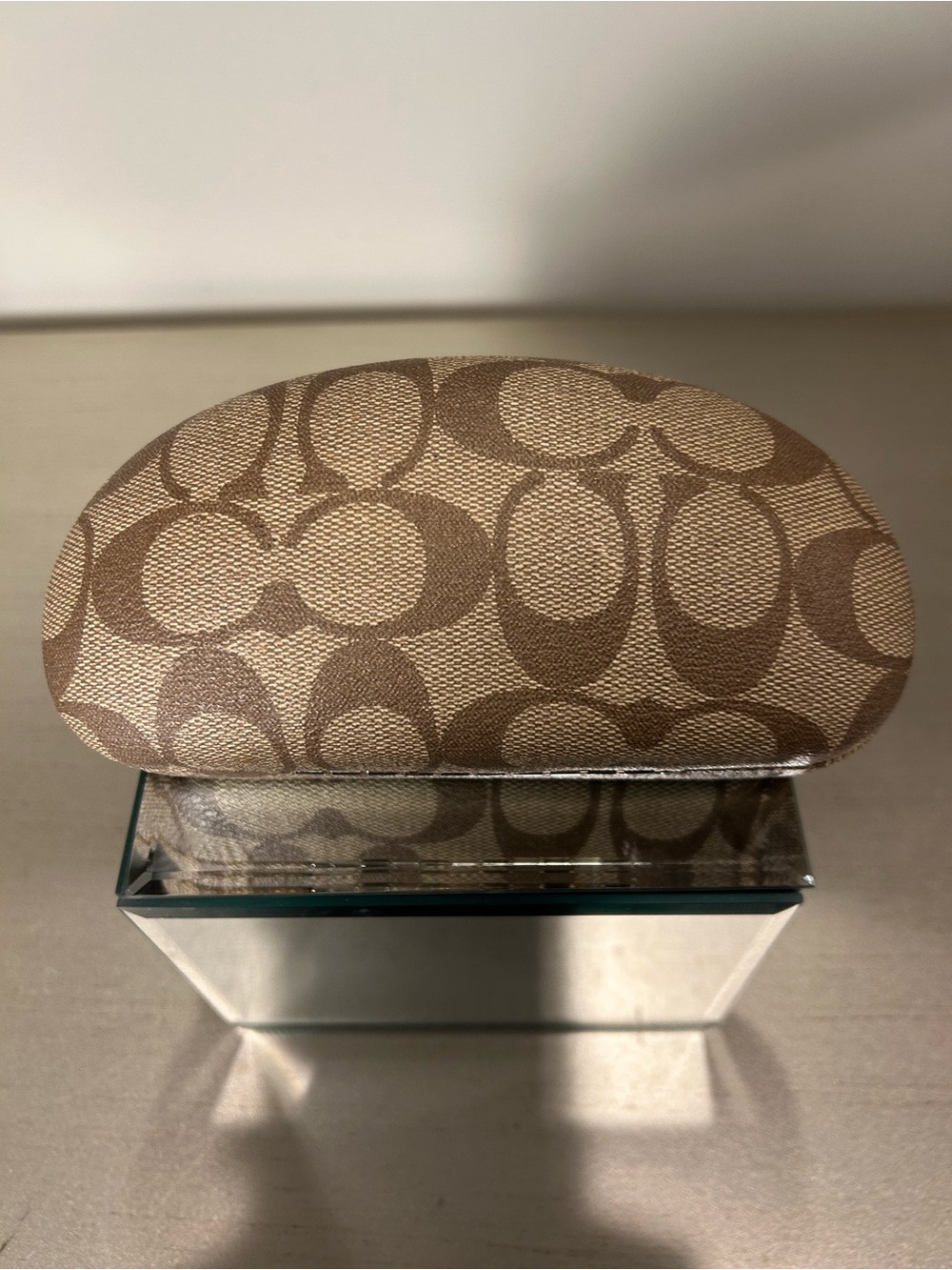Coach Tan Signature Monogram Hard Sunglass Case